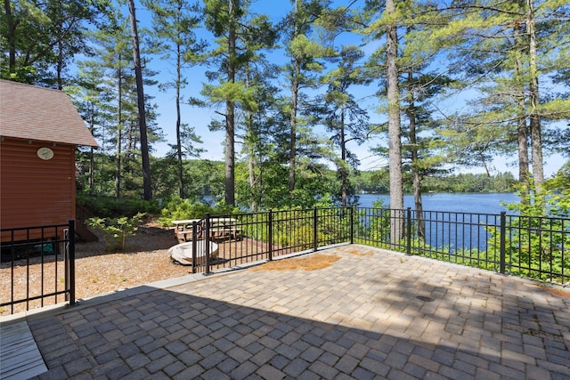 48 Green Bay Rd, Newfield, ME 04095 - view of patio with a water view