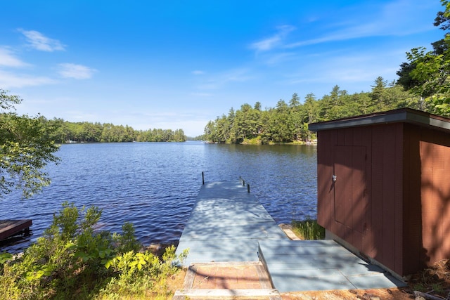 48 Green Bay Rd, Newfield, ME 04095 - dock featuring a water view and a forest view