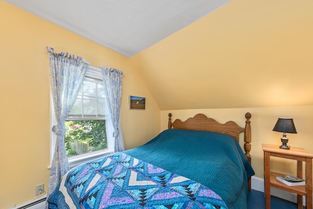 5 Purchase St, Rockland, ME 04841 - bedroom featuring a baseboard radiator and vaulted ceiling
