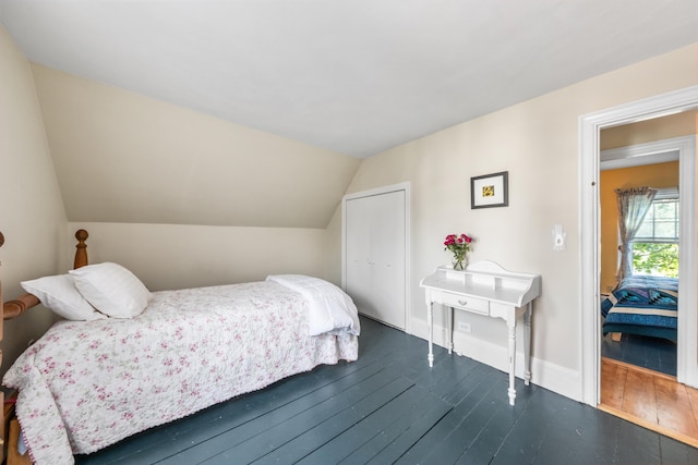 5 Purchase St, Rockland, ME 04841 - bedroom featuring dark wood-type flooring and lofted ceiling