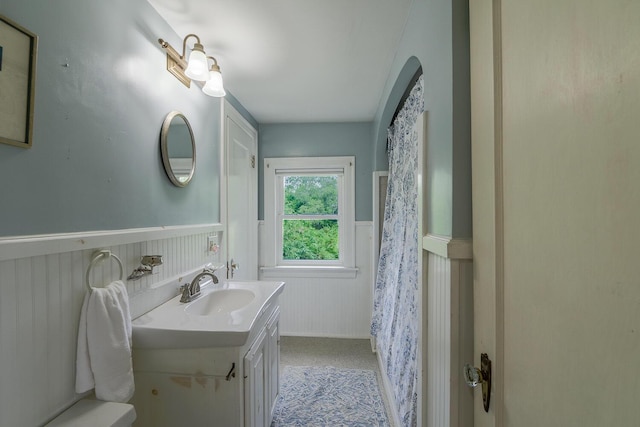 69 W Meadow Rd, Rockland, ME 04841 - bathroom with a wainscoted wall and vanity