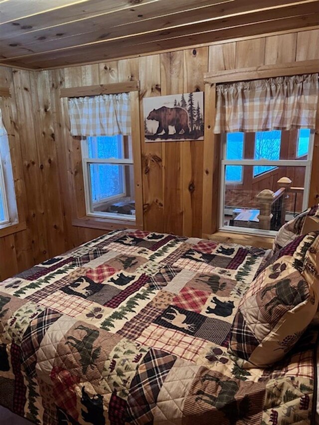 24 Cliffside Dr, Saint Albans, ME 04971 - bedroom featuring wooden walls