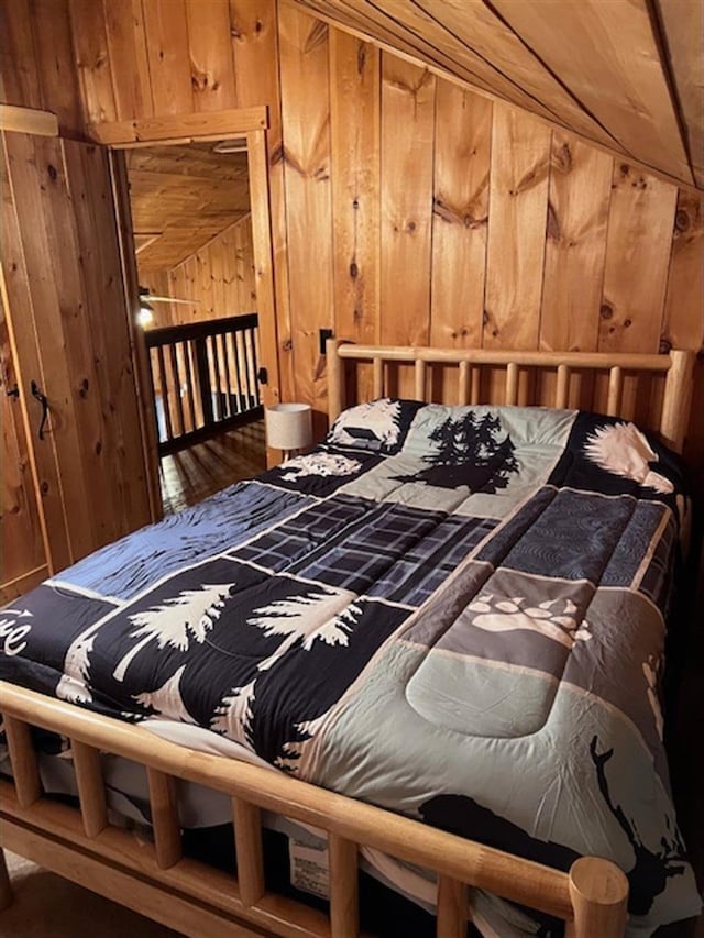 24 Cliffside Dr, Saint Albans, ME 04971 - bedroom with wooden walls
