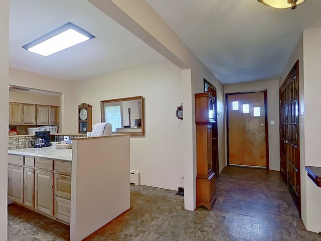 63 N Shore Dr, Owls Head, ME 04854 - kitchen with light countertops and a baseboard radiator