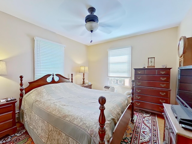 63 N Shore Dr, Owls Head, ME 04854 - bedroom with wood finished floors and ceiling fan
