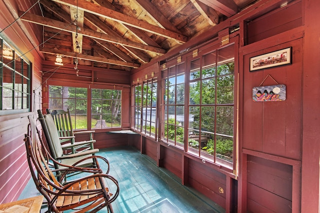 199 Peace Pipe Dr, Litchfield, ME 04350 - unfurnished sunroom with wooden ceiling and wooden walls