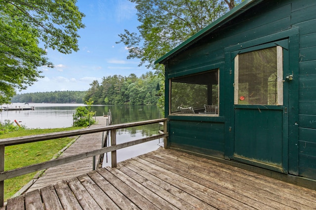 199 Peace Pipe Dr, Litchfield, ME 04350 - wooden terrace with a water view