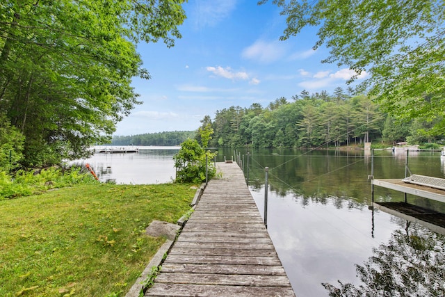 199 Peace Pipe Dr, Litchfield, ME 04350 - dock featuring a water view and a wooded view