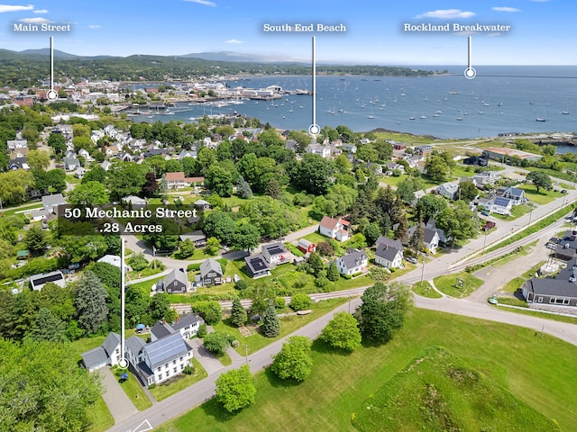 50-52 Mechanic St, Rockland, ME 04841 - aerial perspective of suburban area featuring a large body of water