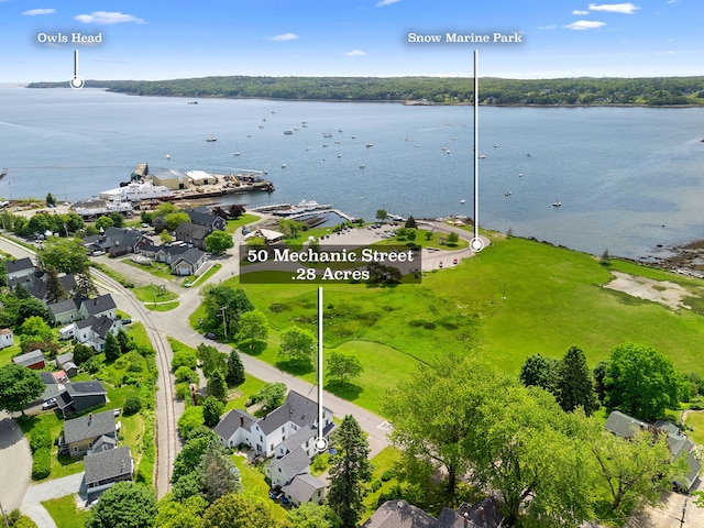 50-52 Mechanic St, Rockland, ME 04841 - aerial perspective of suburban area with a nearby body of water