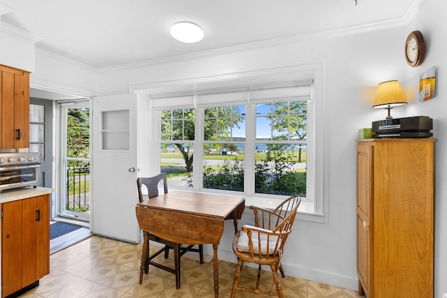 50-52 Mechanic St, Rockland, ME 04841 - dining area with ornamental molding and a water view