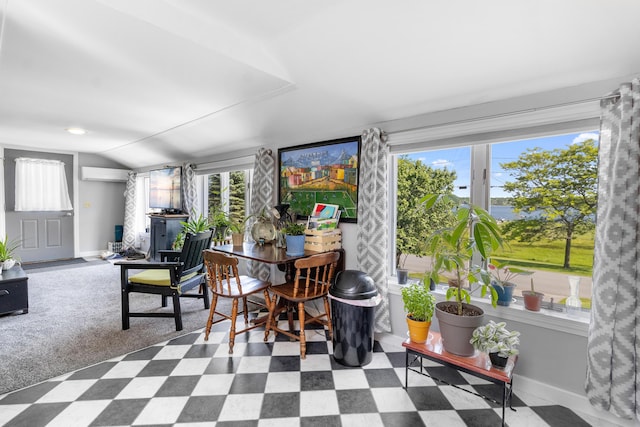 50-52 Mechanic St, Rockland, ME 04841 - dining room with an AC wall unit, tile patterned floors, plenty of natural light, and vaulted ceiling