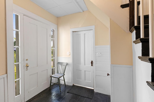 50-52 Mechanic St, Rockland, ME 04841 - entryway featuring a wainscoted wall and dark wood finished floors