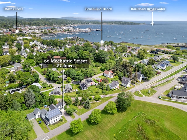 50-52 Mechanic St, Rockland, ME 04841 - aerial view of property and surrounding area featuring a nearby body of water and nearby suburban area