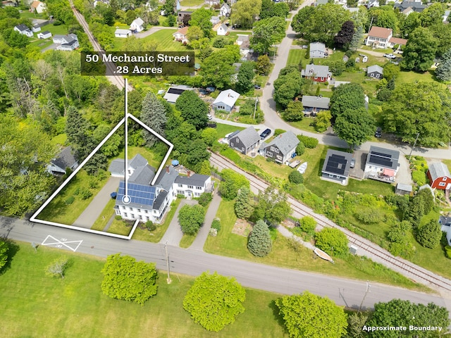 50-52 Mechanic St, Rockland, ME 04841 - aerial perspective of suburban area featuring property boundaries highlighted