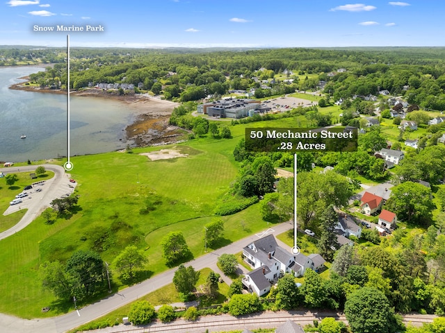 50-52 Mechanic St, Rockland, ME 04841 - aerial perspective of suburban area featuring a nearby body of water