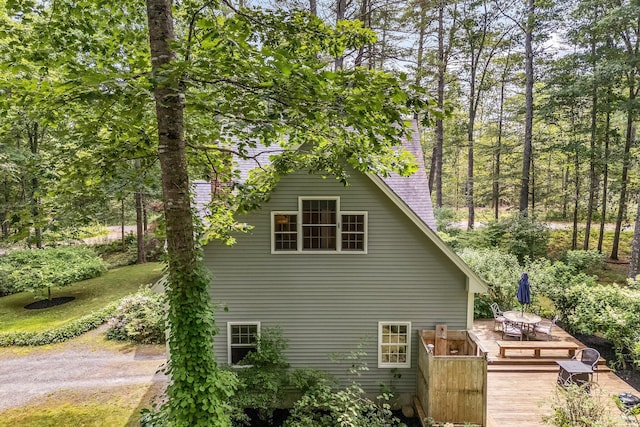 2 Falling Pines Ln, Readfield, ME 04355 - view of property exterior featuring a deck and outdoor dining area