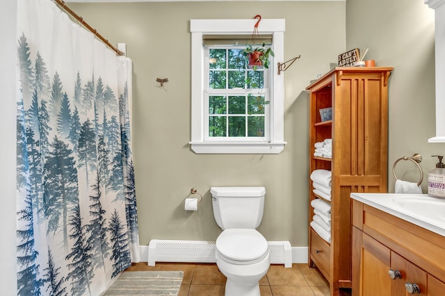 2 Falling Pines Ln, Readfield, ME 04355 - full bath featuring vanity, tile patterned flooring, and a shower with curtain