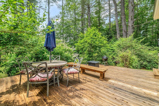2 Falling Pines Ln, Readfield, ME 04355 - wooden deck featuring outdoor dining area