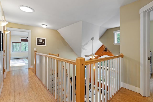 2 Falling Pines Ln, Readfield, ME 04355 - hallway with an upstairs landing, light wood-style flooring, and plenty of natural light