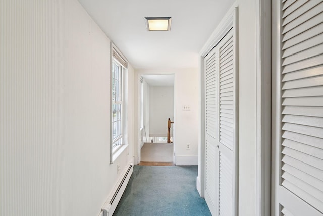 26 Grove St, Bath, ME 04530 - hall with a baseboard heating unit and carpet