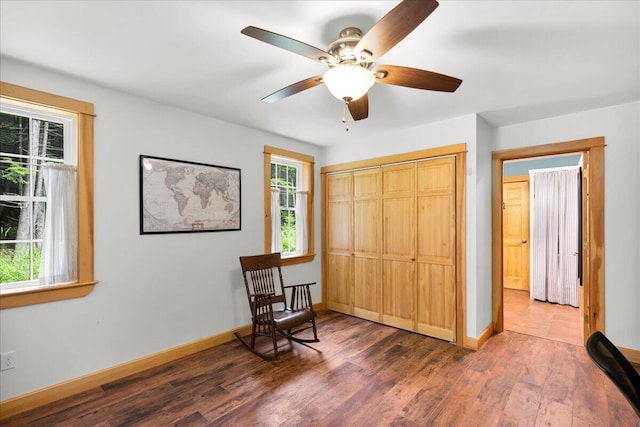 134 Powers Drive Ln, Orland, ME 04472 - living area with wood finished floors and ceiling fan