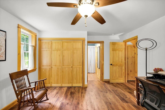134 Powers Drive Ln, Orland, ME 04472 - living area featuring wood finished floors and ceiling fan