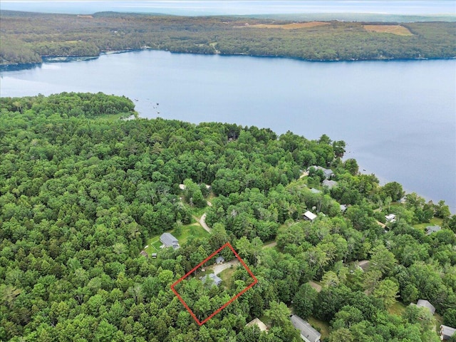134 Powers Drive Ln, Orland, ME 04472 - aerial view of property's location featuring a large body of water and property parcel outlined
