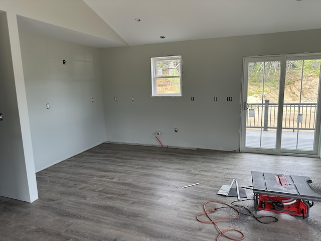 17 Emmas Way, Limerick, ME 04048 - unfurnished living room featuring lofted ceiling and wood finished floors
