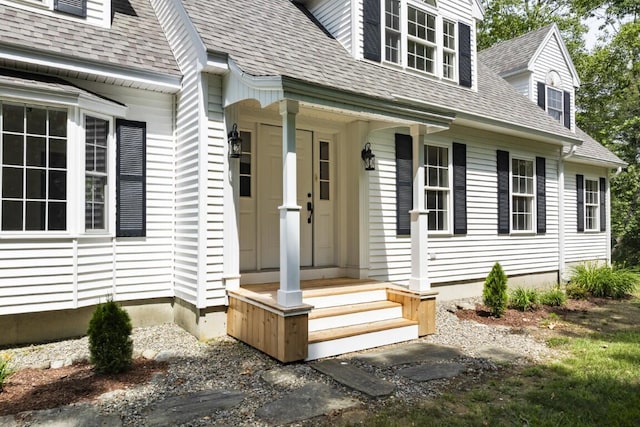 35 Rice Rd, Boothbay, ME 04544 - view of exterior entry with a shingled roof