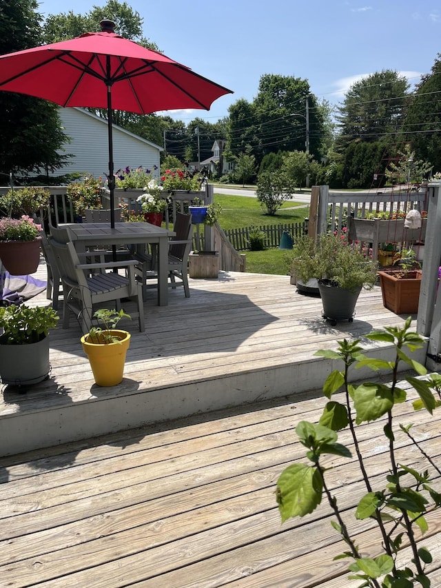 278 S Main St, Auburn, ME 04210 - wooden deck with outdoor dining area