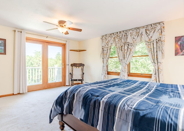 103 Hardscrabble Rd, Hollis, ME 04042 - carpeted bedroom featuring access to exterior and ceiling fan