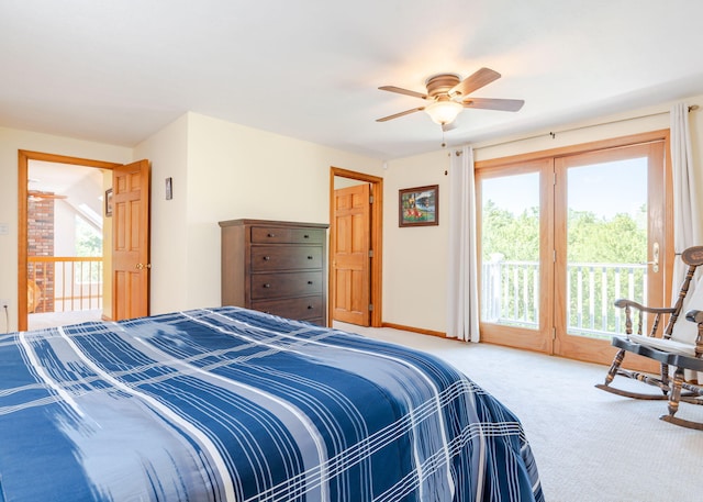 103 Hardscrabble Rd, Hollis, ME 04042 - bedroom featuring access to outside, carpet flooring, multiple windows, and a ceiling fan