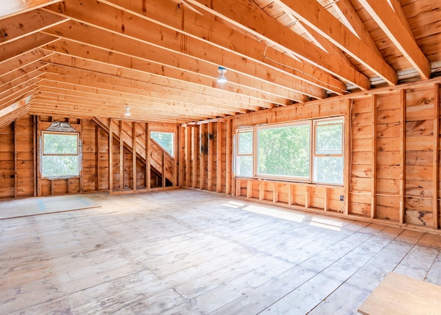 103 Hardscrabble Rd, Hollis, ME 04042 - misc room featuring lofted ceiling and hardwood / wood-style floors