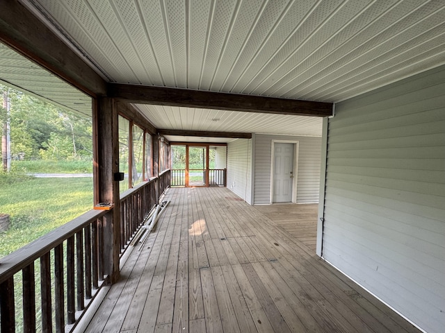 157 Cyr Rd, Cross Lake Twp, ME 04779 - wooden terrace with a lawn