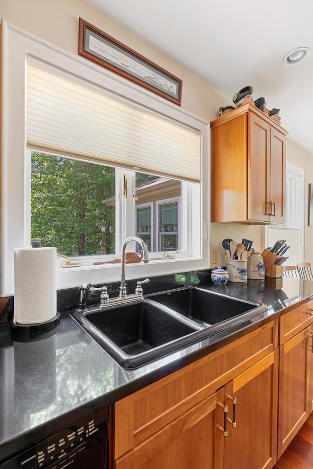 250 Mere Point Rd, Brunswick, ME 04011 - kitchen with dishwasher, dark countertops, and recessed lighting