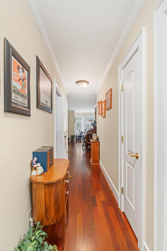 250 Mere Point Rd, Brunswick, ME 04011 - hall with crown molding and dark wood finished floors
