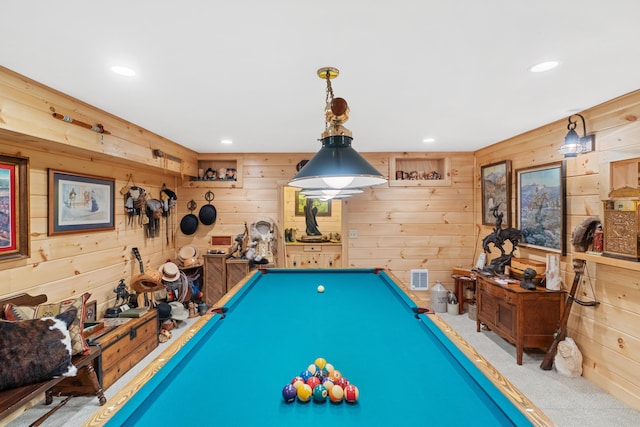 250 Mere Point Rd, Brunswick, ME 04011 - rec room with wooden walls, recessed lighting, and pool table