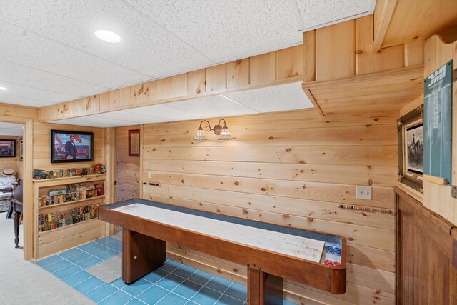 250 Mere Point Rd, Brunswick, ME 04011 - rec room with wooden walls, tile patterned floors, and a sauna