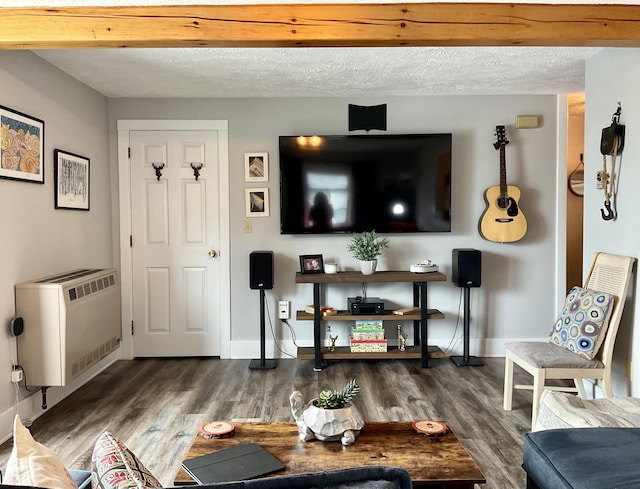 10 Aegis Dr Unit B, Bath, ME 04530 - living room with heating unit, wood finished floors, and a textured ceiling