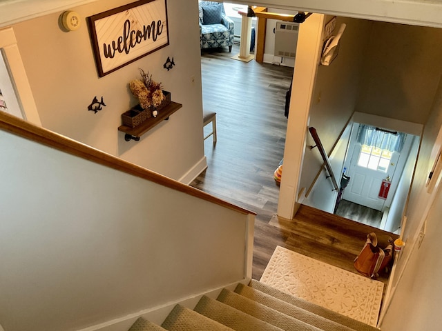 10 Aegis Dr Unit B, Bath, ME 04530 - staircase with wood finished floors and baseboards