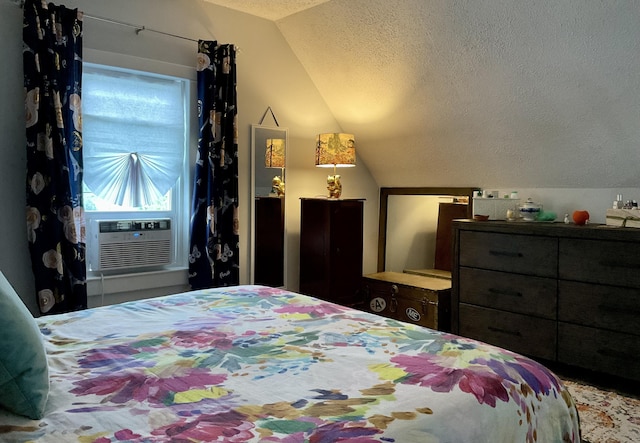10 Aegis Dr Unit B, Bath, ME 04530 - bedroom featuring lofted ceiling, a textured ceiling, and cooling unit