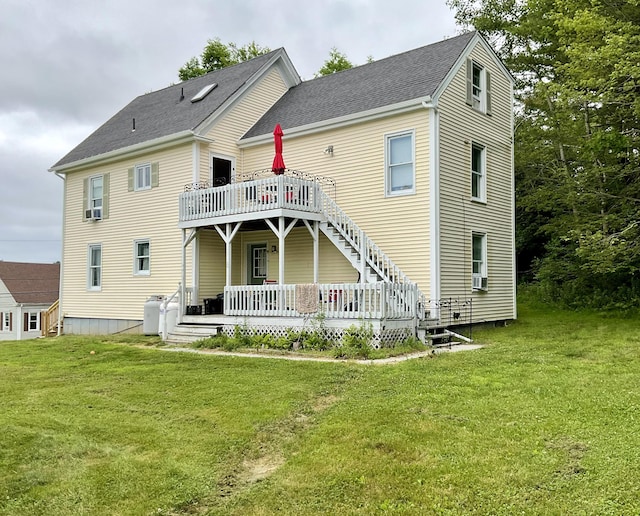 10 Aegis Dr Unit B, Bath, ME 04530 - rear view of house with a lawn, cooling unit, a porch, and a deck
