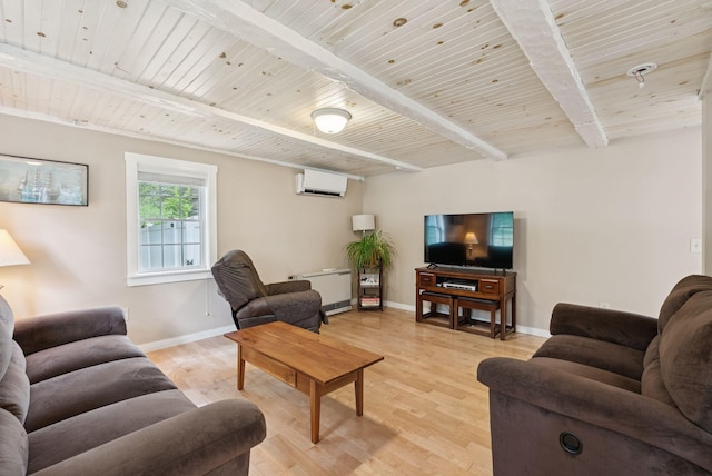 3729 Union St, Levant, ME 04456 - living room with a wooden ceiling with exposed beams and light wood-style floors