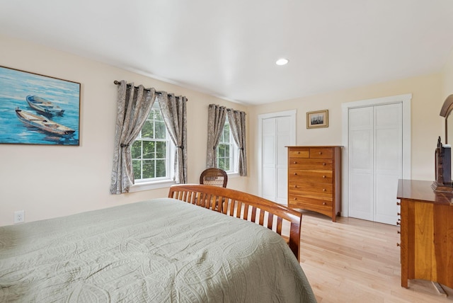 3729 Union St, Levant, ME 04456 - bedroom featuring multiple closets, light wood-style flooring, and recessed lighting