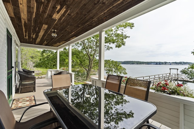 28 Will Alley Rd, South Bristol, ME 04568 - view of patio / terrace with a water view and outdoor dining area