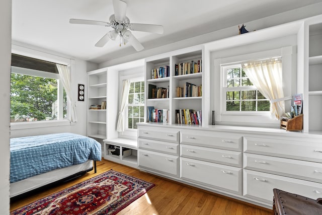 28 Will Alley Rd, South Bristol, ME 04568 - bedroom featuring multiple windows, ceiling fan, and light wood-type flooring