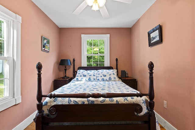 28 Will Alley Rd, South Bristol, ME 04568 - bedroom featuring wood finished floors and a ceiling fan