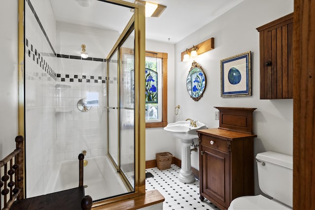 28 Will Alley Rd, South Bristol, ME 04568 - bathroom with a shower stall and tile patterned floors
