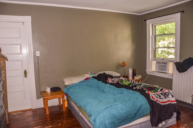 40 Chapel St, Augusta, ME 04330 - bedroom featuring wood finished floors, ornamental molding, and cooling unit